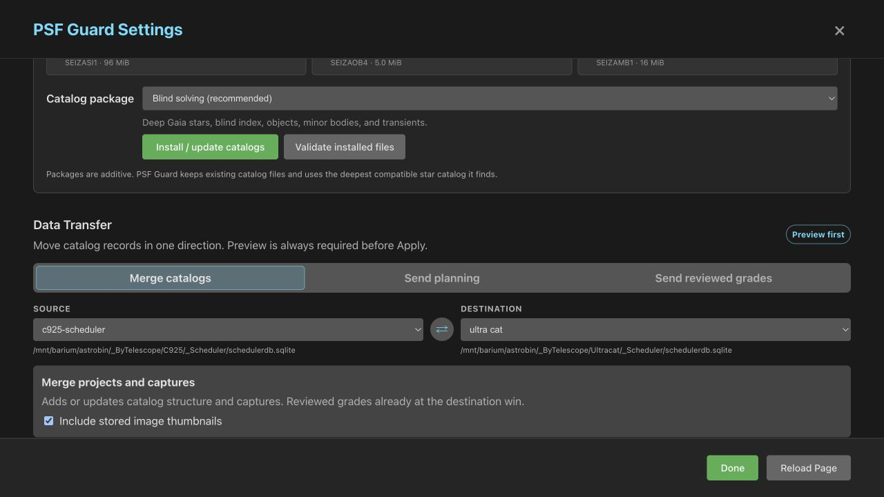Data Transfer workspace with named source and destination catalogs