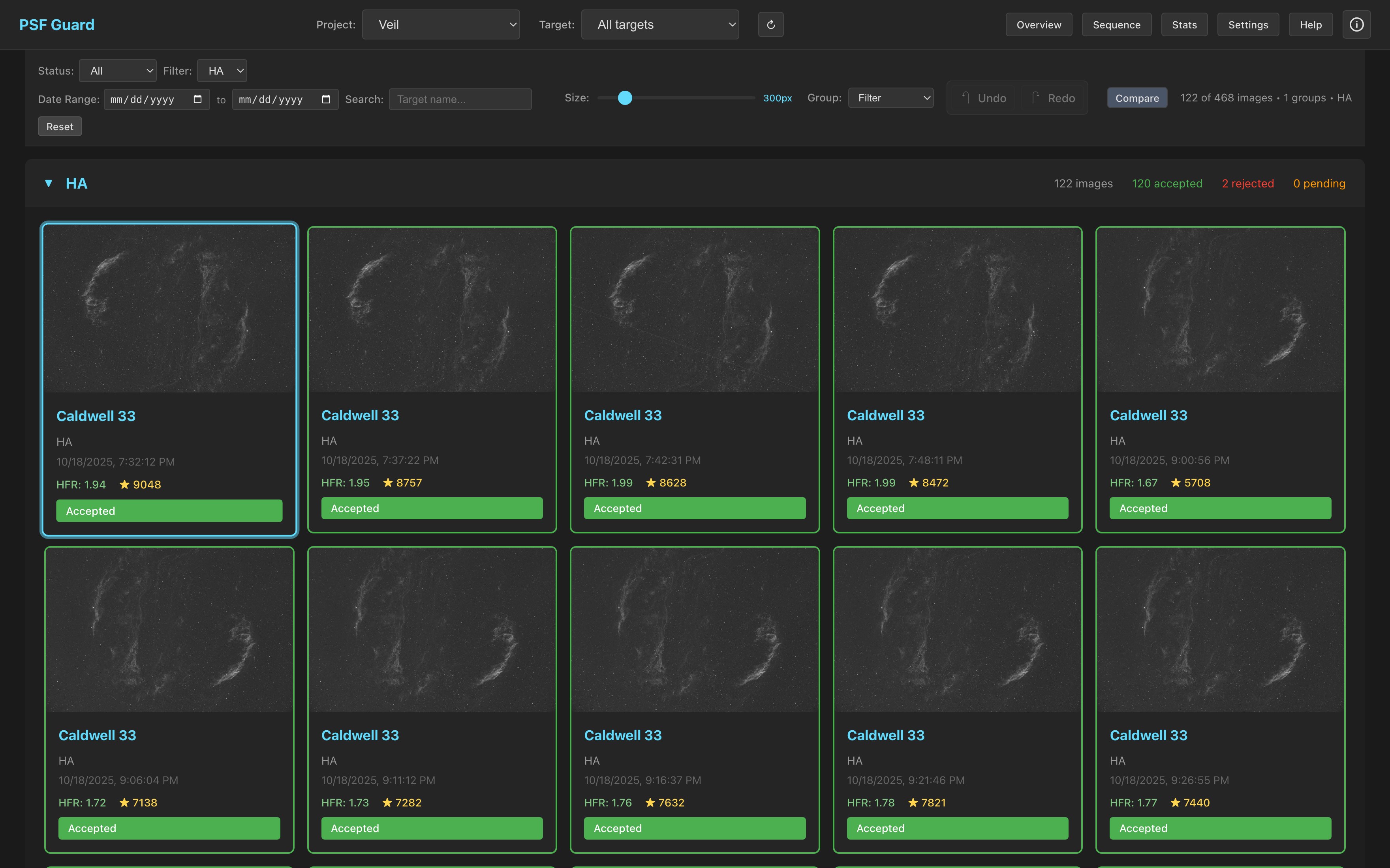 Image grid with filtering and batch operations