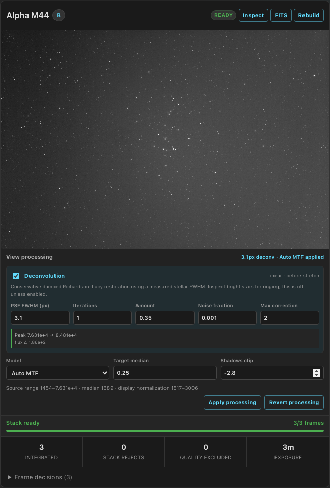Parameterized Seiza display stretch controls on a stack preview